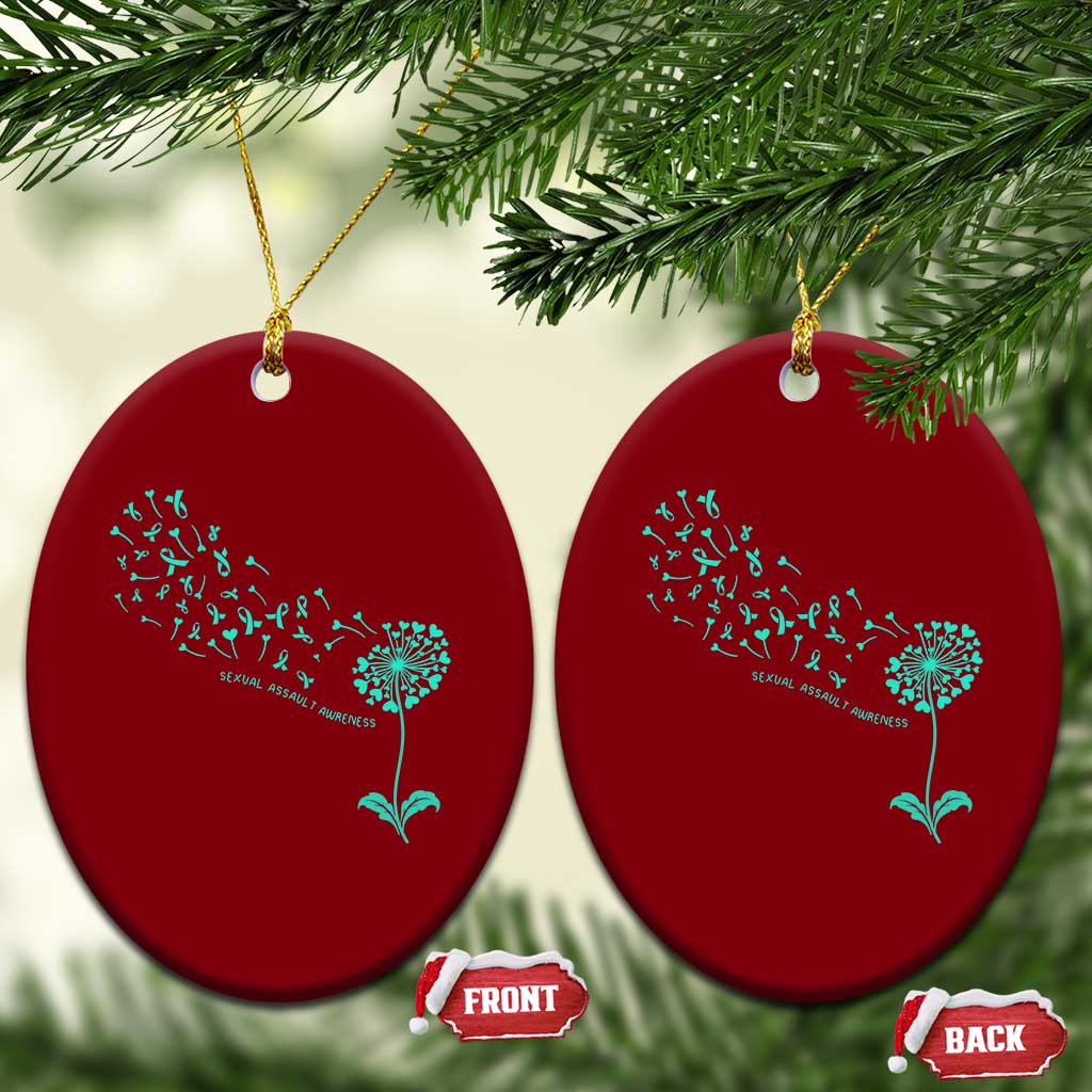 Sexual Assault Awareness Ceramic Ornament Teal Dandelion Ribbons TS14 Print Your Wear