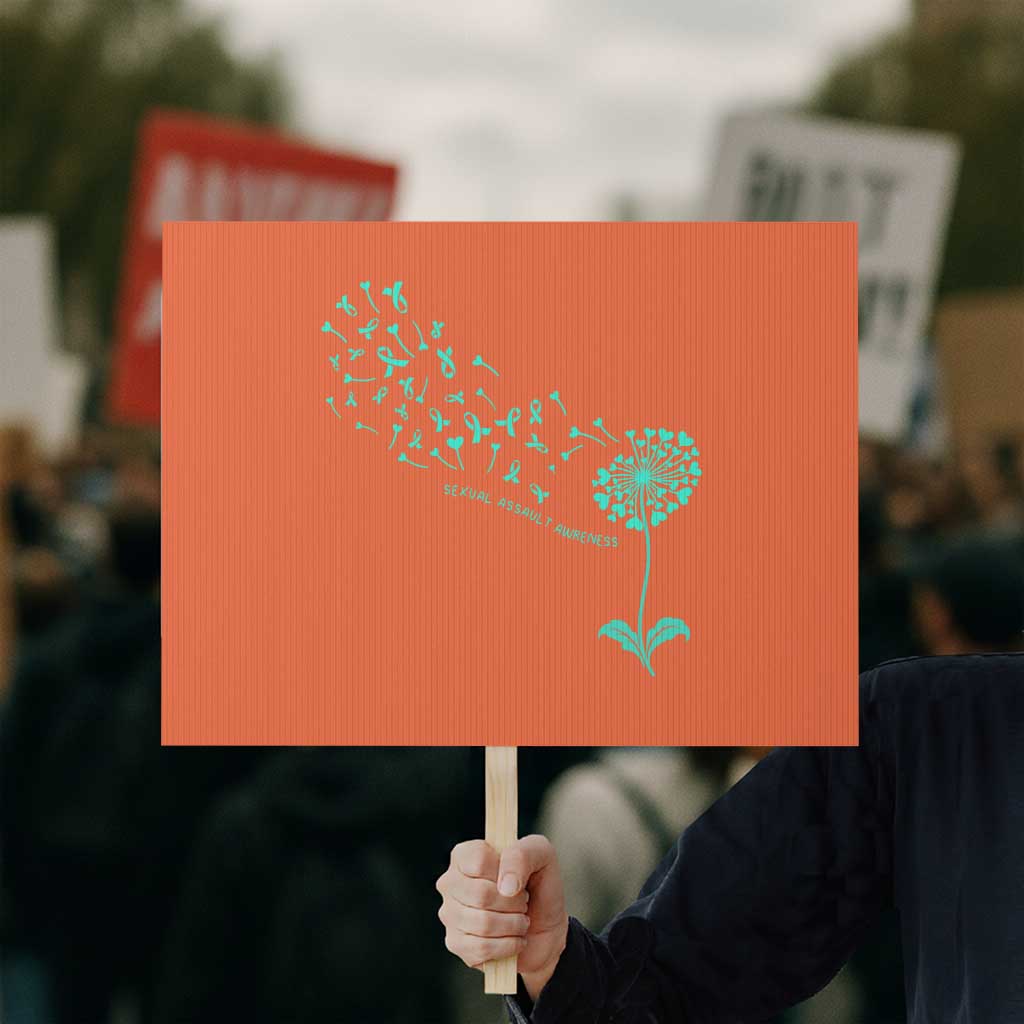 Sexual Assault Awareness Protest Sign Teal Dandelion Ribbons TS14 Horizontal 18