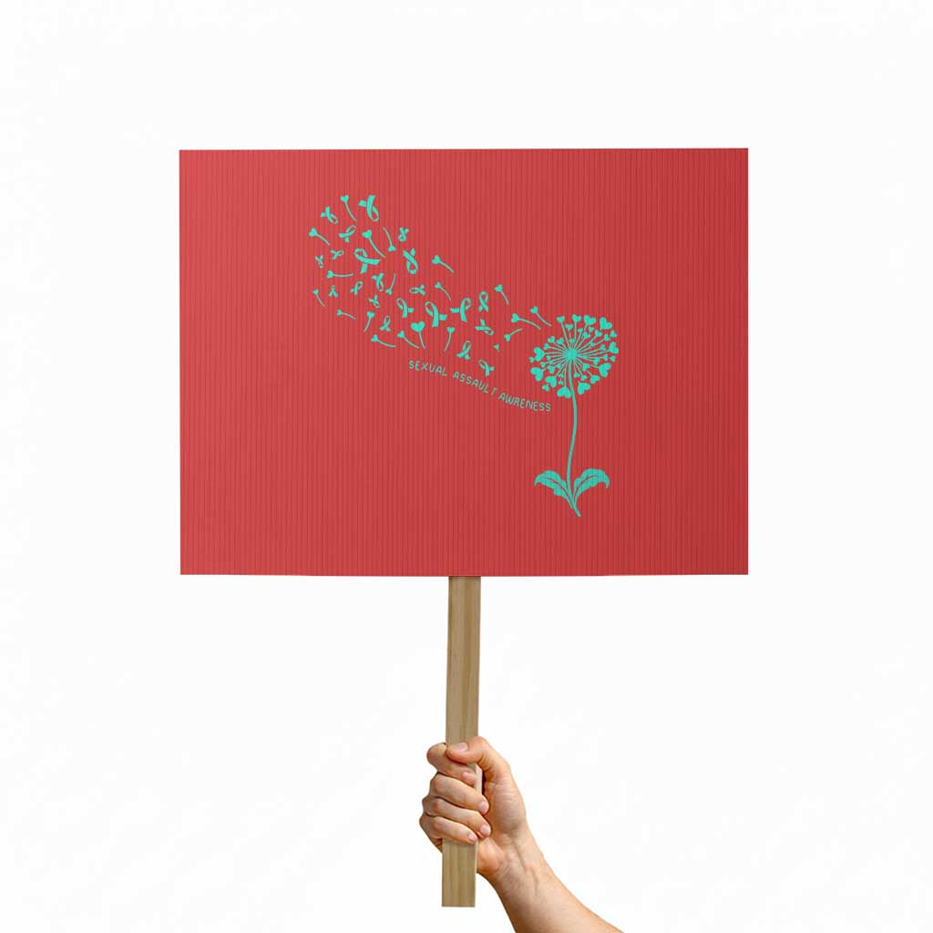 Sexual Assault Awareness Protest Sign Teal Dandelion Ribbons TS14 Horizontal 18
