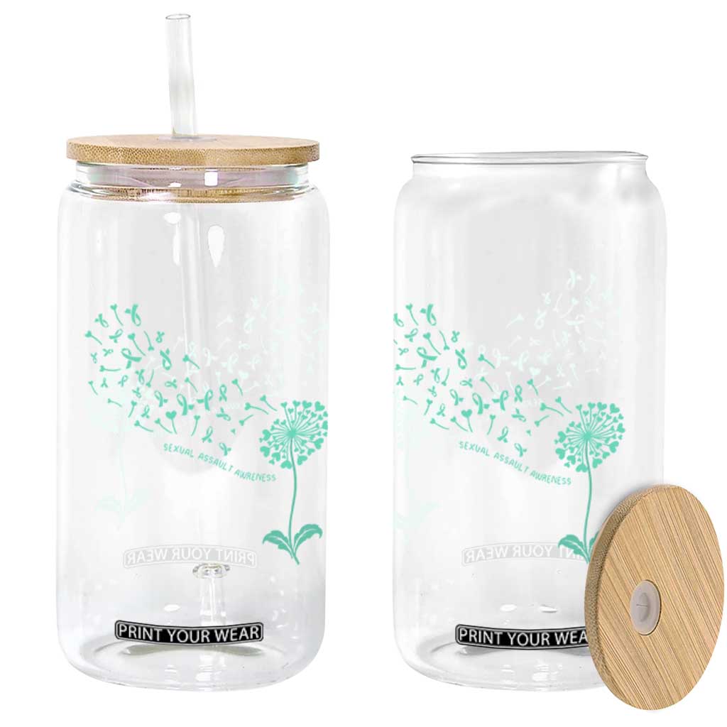 Sexual Assault Awareness Glass Can Teal Dandelion Ribbons TS14 Print Your Wear