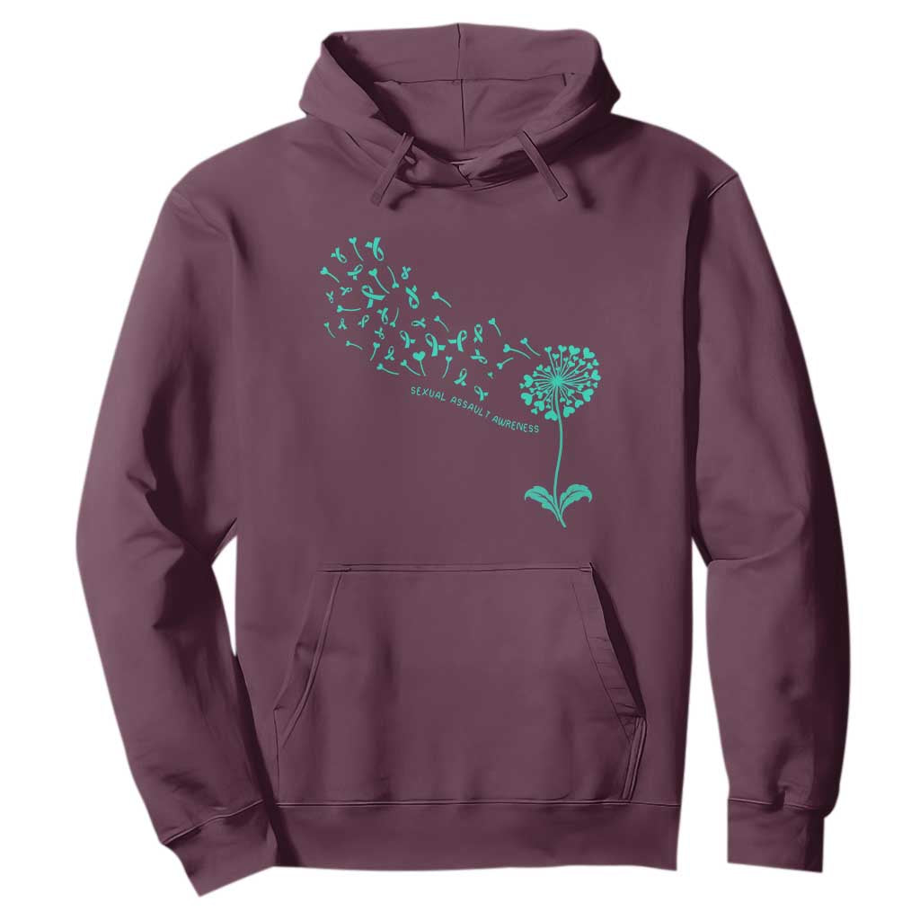 Sexual Assault Awareness Hoodie Teal Dandelion Ribbons TS14 Maroon Print Your Wear