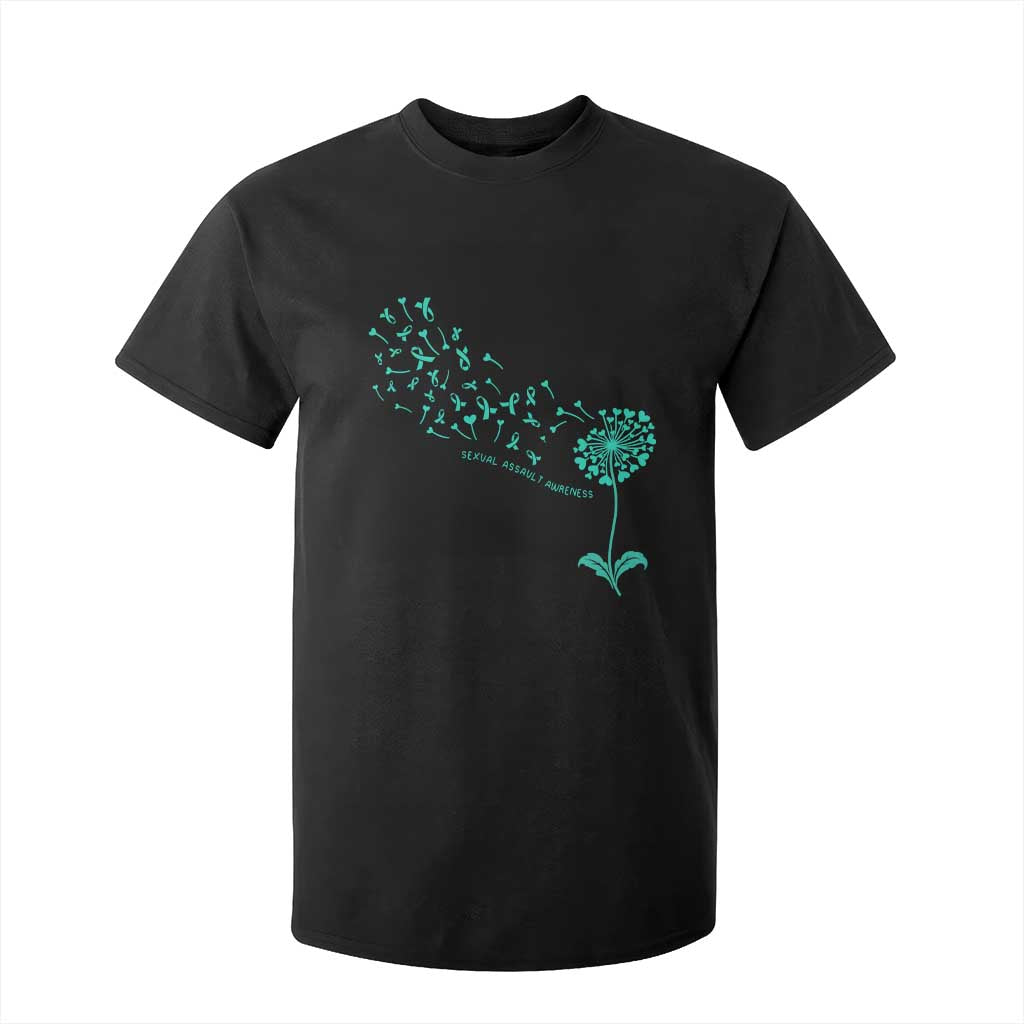 Sexual Assault Awareness T Shirt For Kid Teal Dandelion Ribbons TS14 Black Print Your Wear