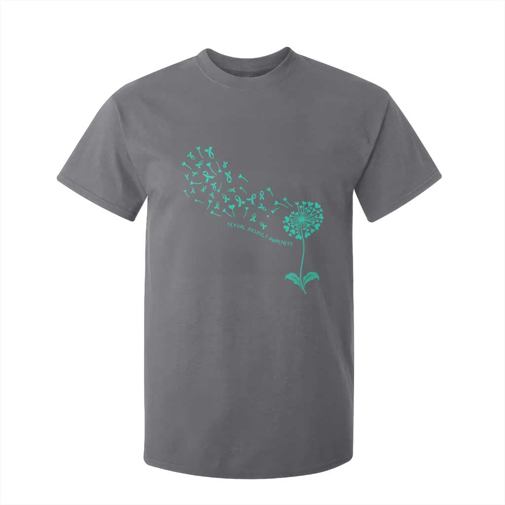 Sexual Assault Awareness T Shirt For Kid Teal Dandelion Ribbons TS14 Charcoal Print Your Wear