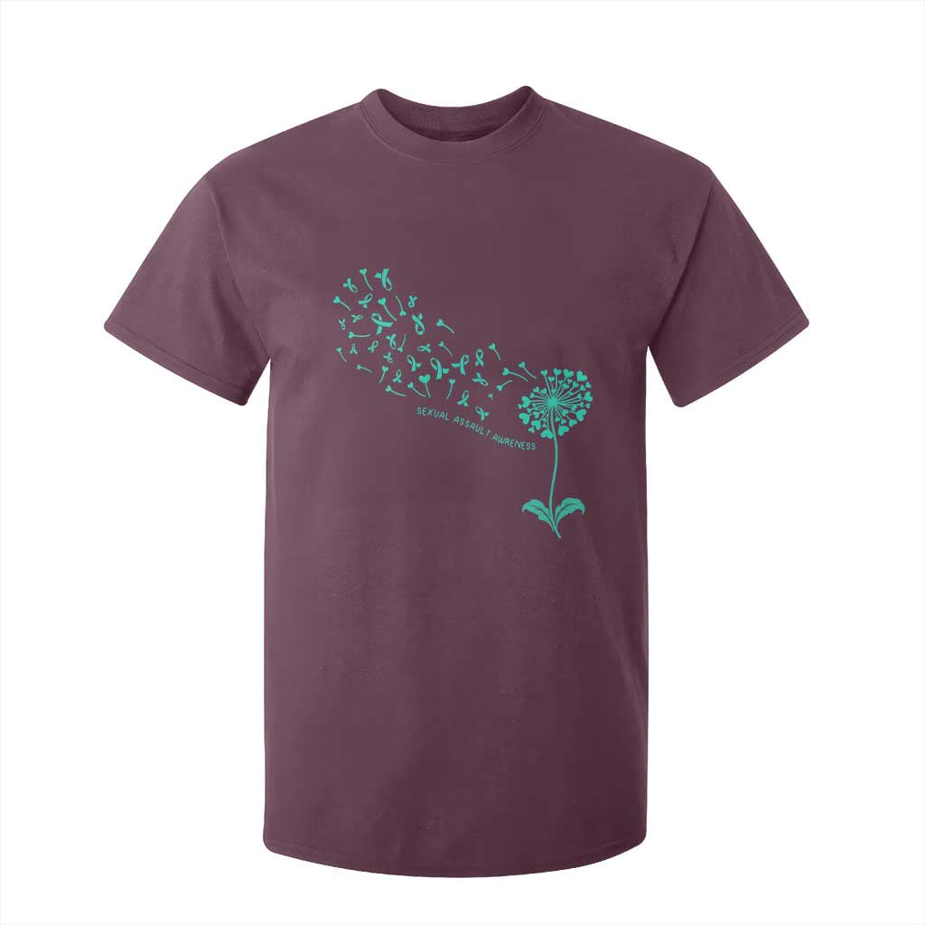 Sexual Assault Awareness T Shirt For Kid Teal Dandelion Ribbons TS14 Maroon Print Your Wear