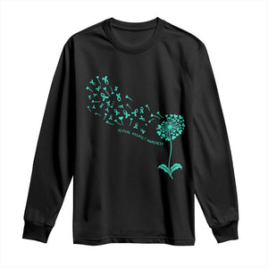 Sexual Assault Awareness Long Sleeve Shirt Teal Dandelion Ribbons TS14 Black Print Your Wear