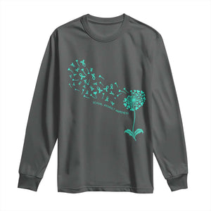 Sexual Assault Awareness Long Sleeve Shirt Teal Dandelion Ribbons TS14 Dark Heather Print Your Wear