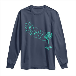 Sexual Assault Awareness Long Sleeve Shirt Teal Dandelion Ribbons TS14 Navy Print Your Wear