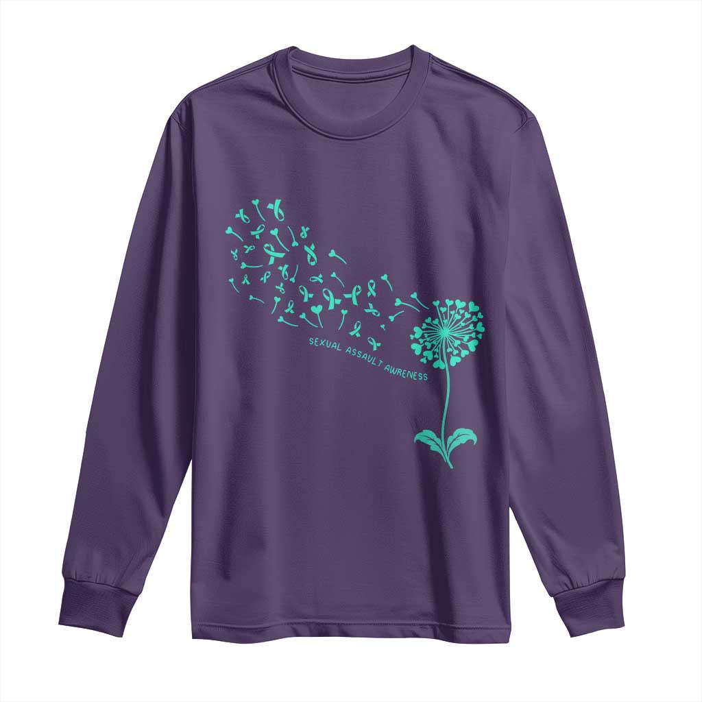 Sexual Assault Awareness Long Sleeve Shirt Teal Dandelion Ribbons TS14 Purple Print Your Wear