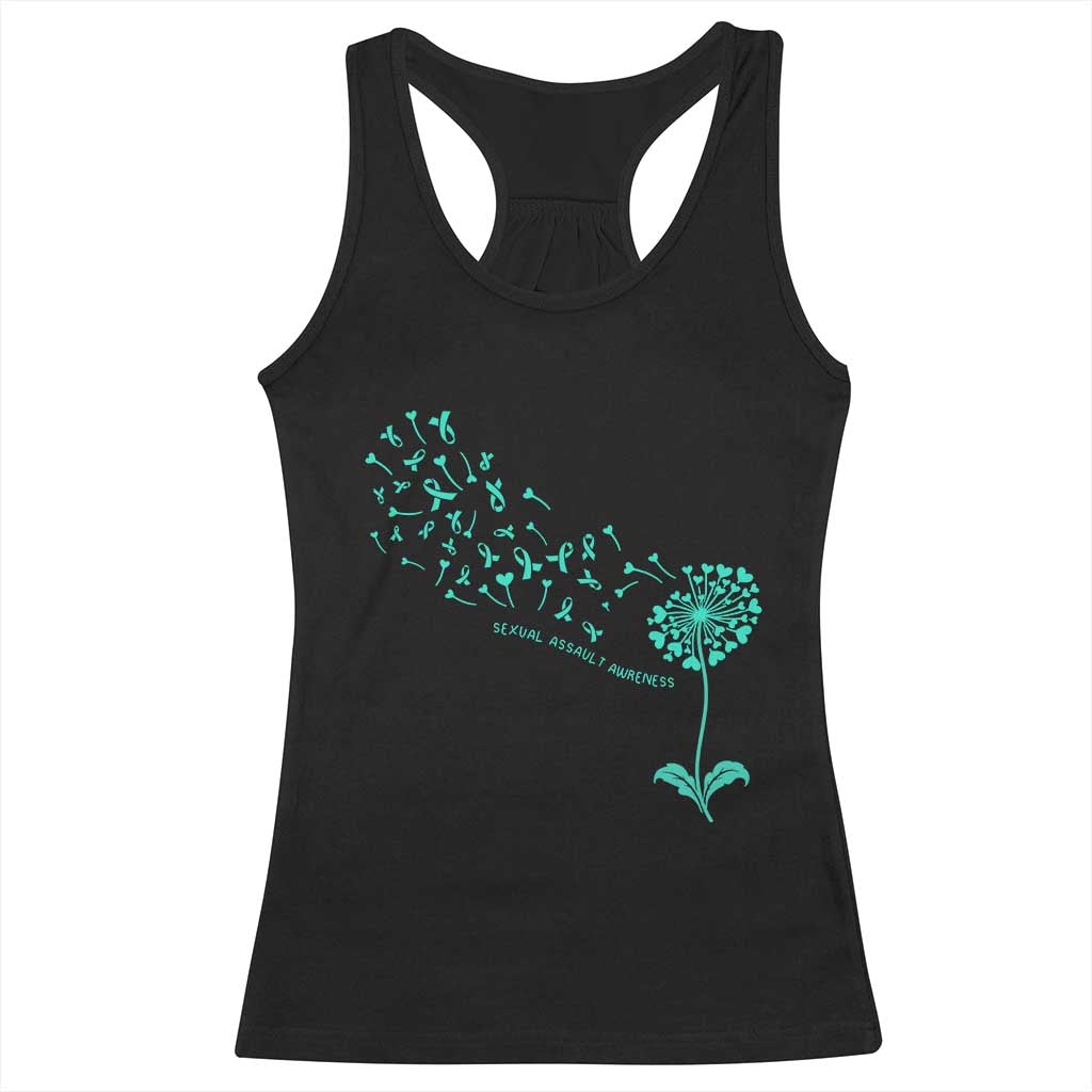 Sexual Assault Awareness Racerback Tank Top Teal Dandelion Ribbons TS14 Black Print Your Wear