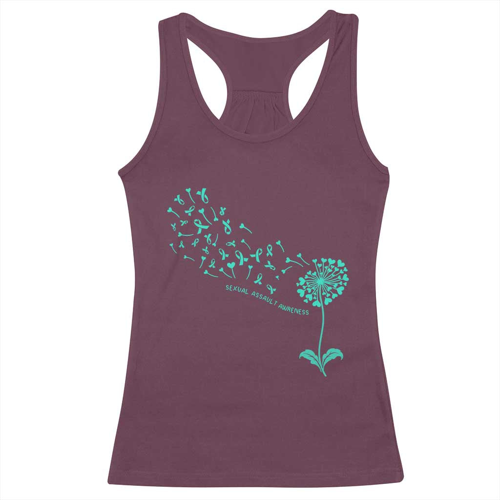 Sexual Assault Awareness Racerback Tank Top Teal Dandelion Ribbons TS14 Maroon Print Your Wear