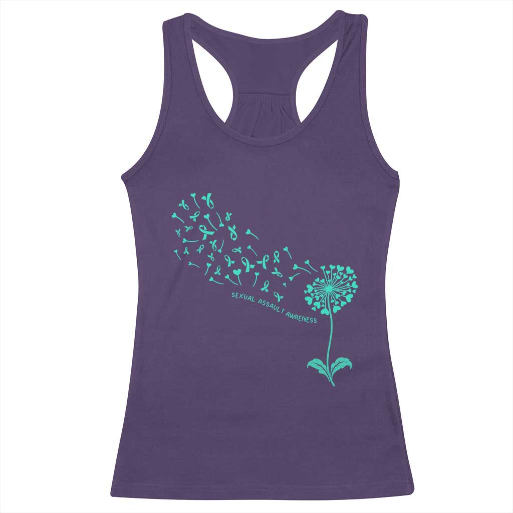 Sexual Assault Awareness Racerback Tank Top Teal Dandelion Ribbons TS14 Purple Print Your Wear