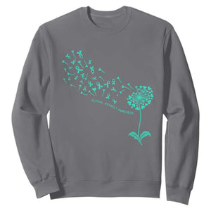Sexual Assault Awareness Sweatshirt Teal Dandelion Ribbons TS14 Charcoal Print Your Wear