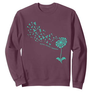 Sexual Assault Awareness Sweatshirt Teal Dandelion Ribbons TS14 Maroon Print Your Wear