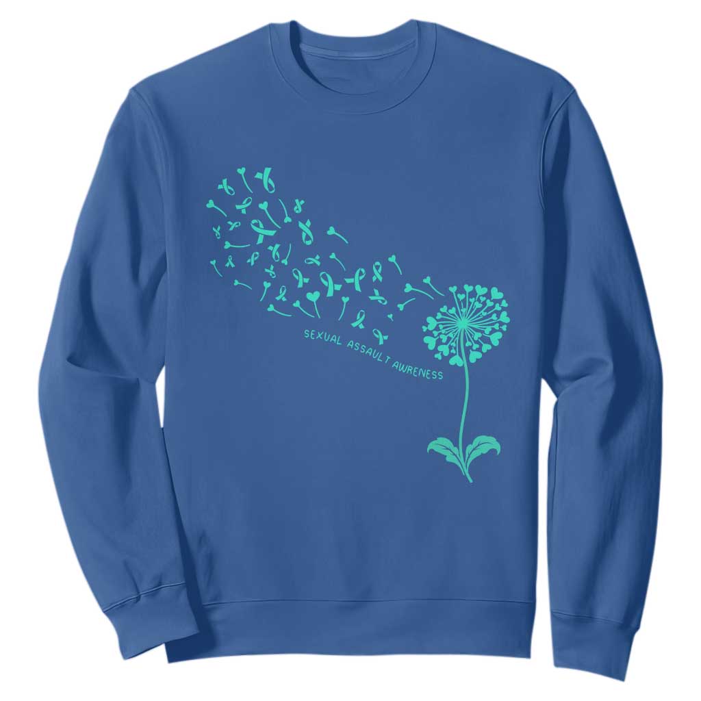 Sexual Assault Awareness Sweatshirt Teal Dandelion Ribbons TS14 Royal Blue Print Your Wear