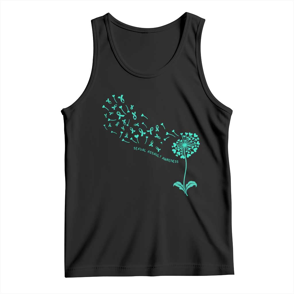 Sexual Assault Awareness Tank Top Teal Dandelion Ribbons TS14 Black Print Your Wear