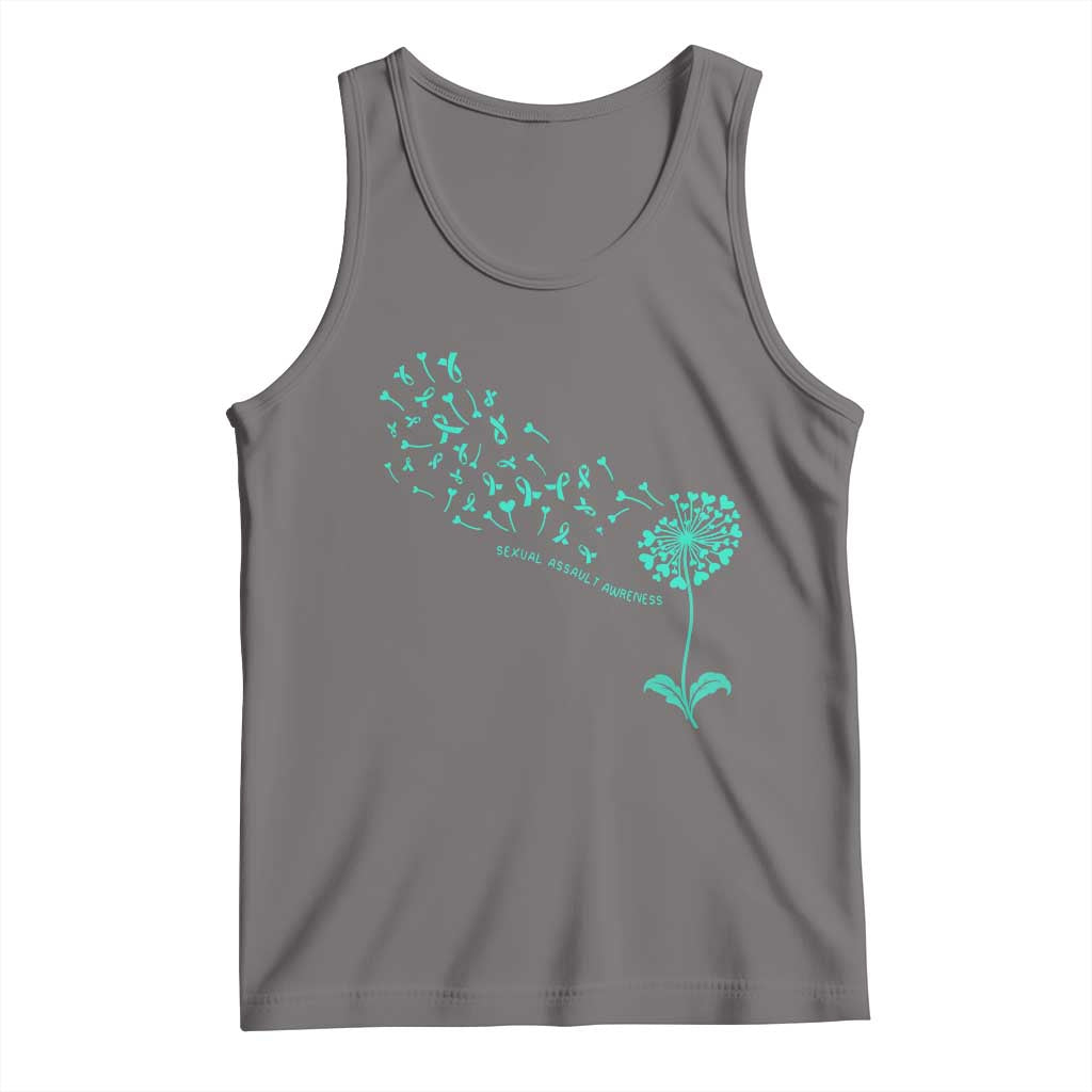 Sexual Assault Awareness Tank Top Teal Dandelion Ribbons TS14 Deep Heather Print Your Wear