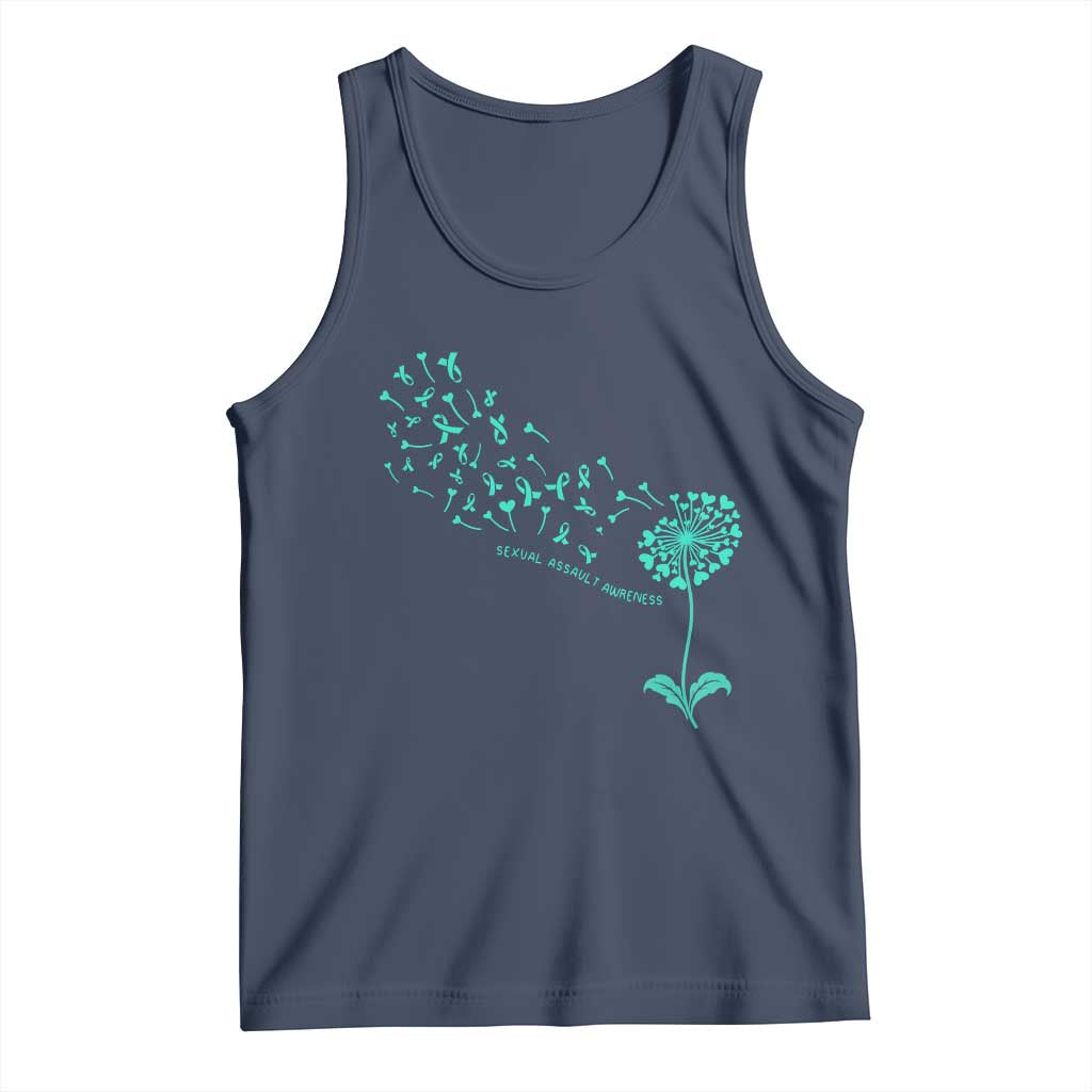 Sexual Assault Awareness Tank Top Teal Dandelion Ribbons TS14 Navy Print Your Wear