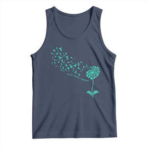 Sexual Assault Awareness Tank Top Teal Dandelion Ribbons TS14 Navy Print Your Wear