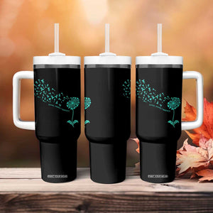 Sexual Assault Awareness Tumbler With Handle Teal Dandelion Ribbons TS14 Print Your Wear