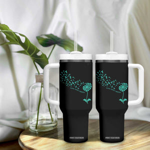 Sexual Assault Awareness Tumbler With Handle Teal Dandelion Ribbons TS14 Print Your Wear