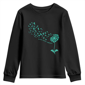 Sexual Assault Awareness Youth Sweatshirt Teal Dandelion Ribbons TS14 Black Print Your Wear