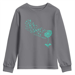 Sexual Assault Awareness Youth Sweatshirt Teal Dandelion Ribbons TS14 Charcoal Print Your Wear