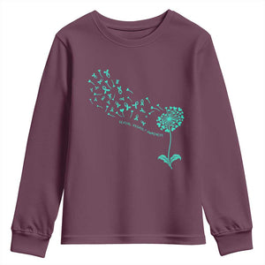 Sexual Assault Awareness Youth Sweatshirt Teal Dandelion Ribbons TS14 Maroon Print Your Wear
