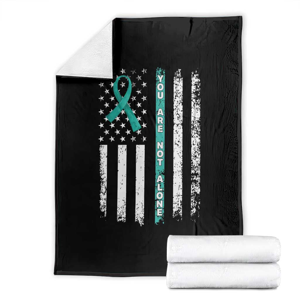 Sexual Assault Awareness Throw Blanket You Are Not Alone Ribbon Flag TS14 Black Print Your Wear