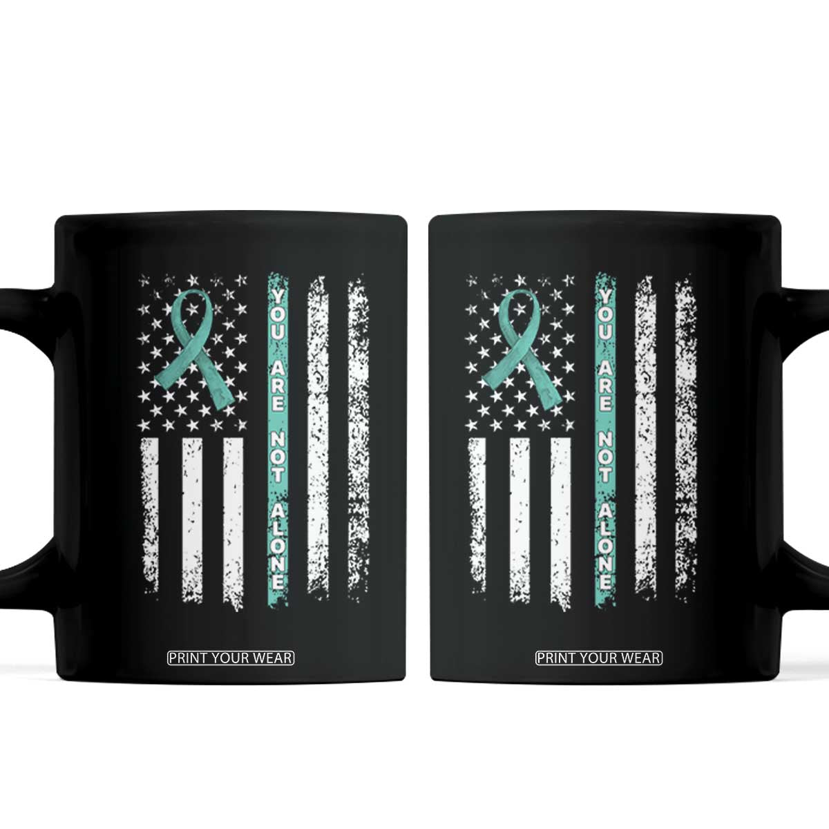 Sexual Assault Awareness Coffee Mug You Are Not Alone Ribbon Flag TS14 Black Print Your Wear