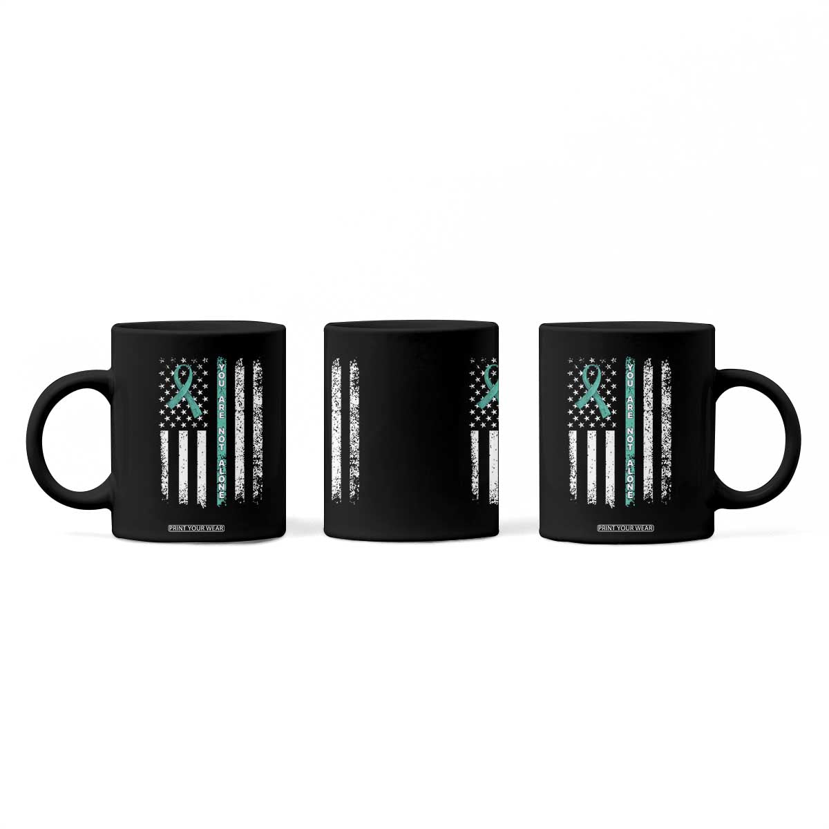 Sexual Assault Awareness Coffee Mug You Are Not Alone Ribbon Flag TS14 Print Your Wear