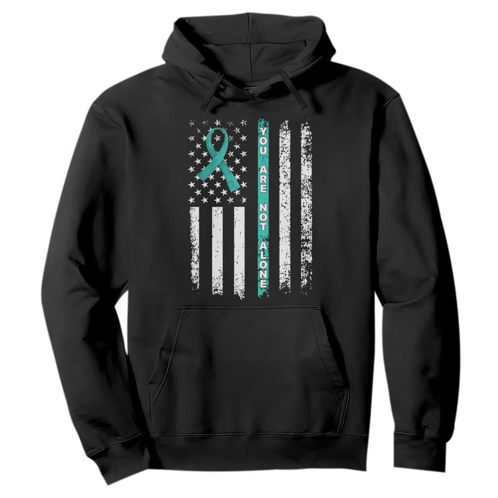 Sexual Assault Awareness Hoodie You Are Not Alone Ribbon Flag TS14 Black Print Your Wear