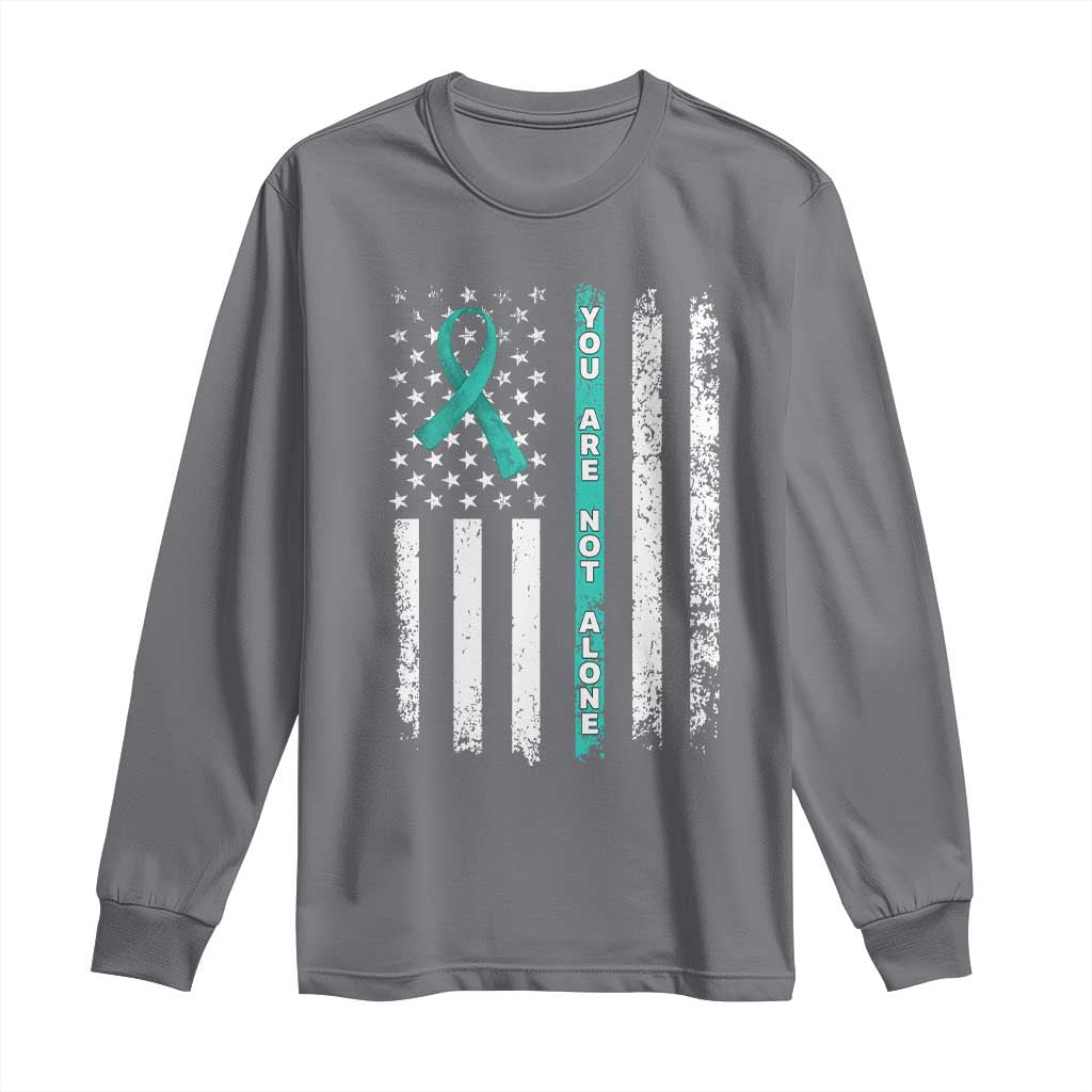 Sexual Assault Awareness Long Sleeve Shirt You Are Not Alone Ribbon Flag TS14 Charcoal Print Your Wear