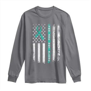 Sexual Assault Awareness Long Sleeve Shirt You Are Not Alone Ribbon Flag TS14 Charcoal Print Your Wear