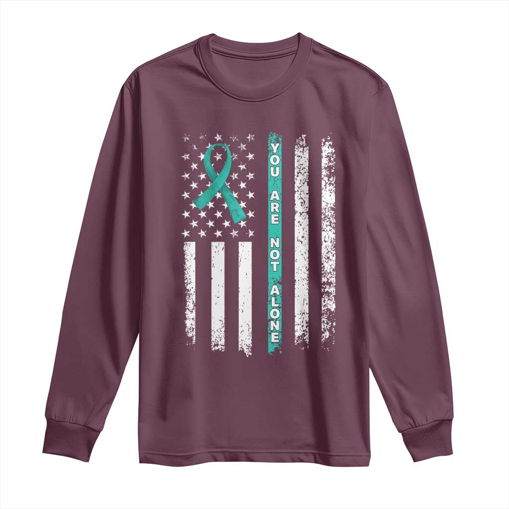 Sexual Assault Awareness Long Sleeve Shirt You Are Not Alone Ribbon Flag TS14 Maroon Print Your Wear