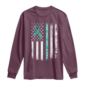 Sexual Assault Awareness Long Sleeve Shirt You Are Not Alone Ribbon Flag TS14 Maroon Print Your Wear