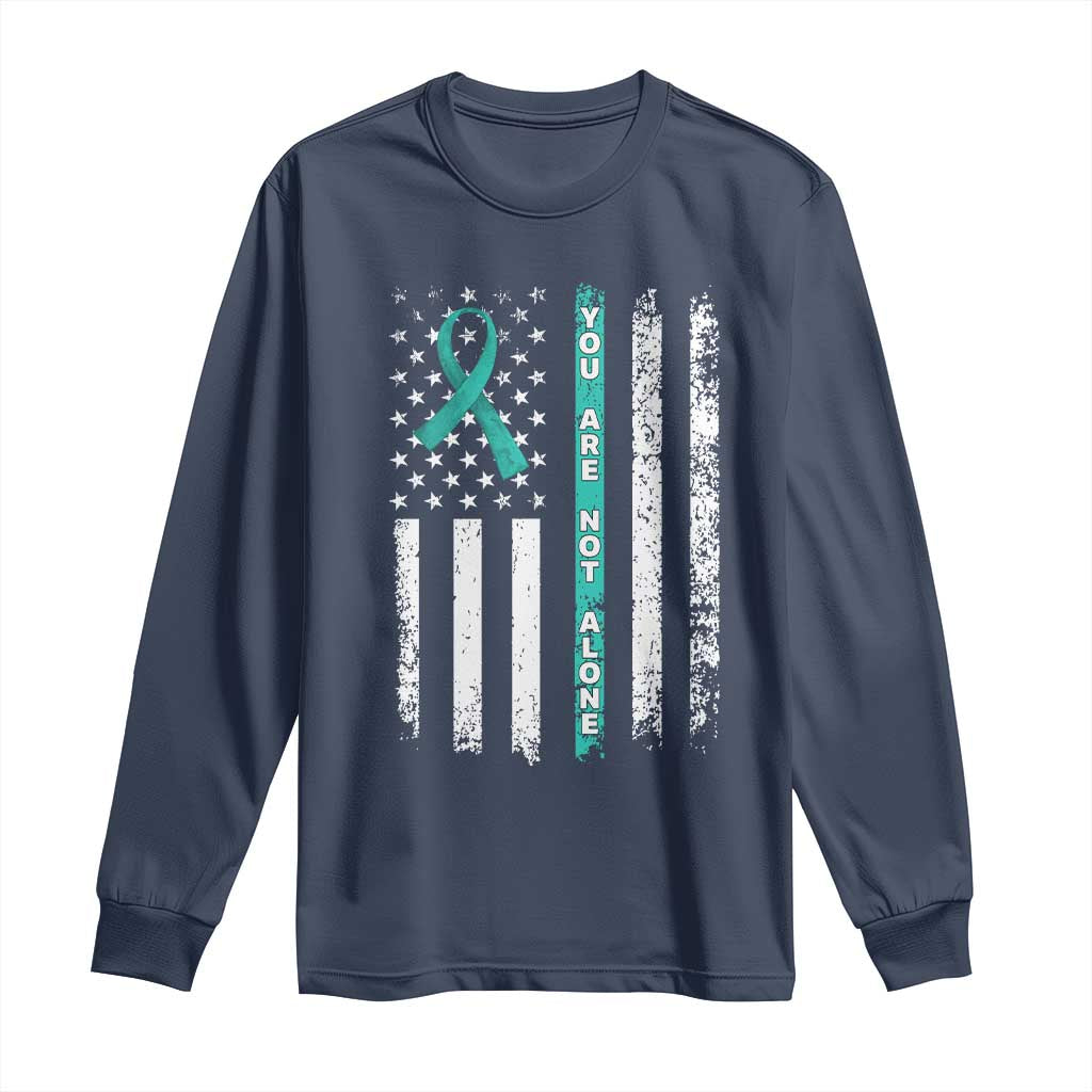 Sexual Assault Awareness Long Sleeve Shirt You Are Not Alone Ribbon Flag TS14 Navy Print Your Wear