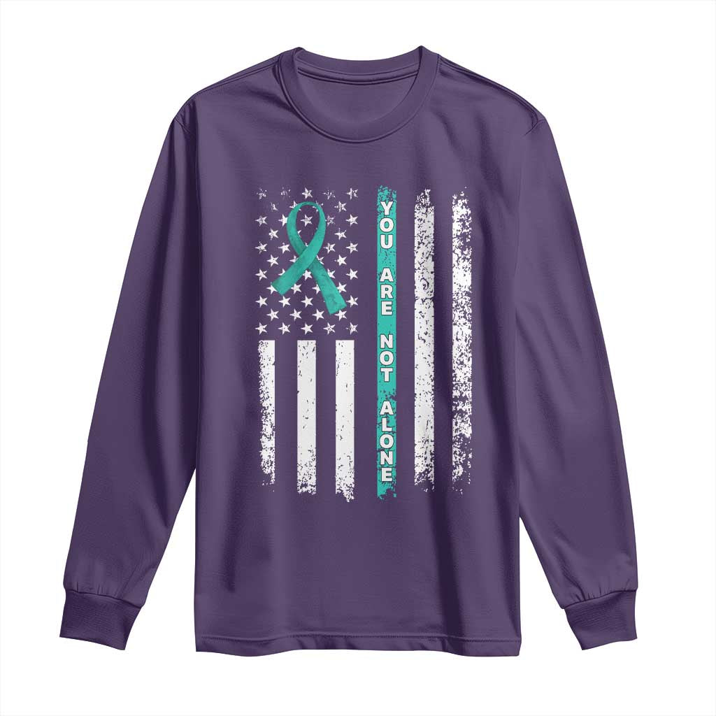 Sexual Assault Awareness Long Sleeve Shirt You Are Not Alone Ribbon Flag TS14 Purple Print Your Wear