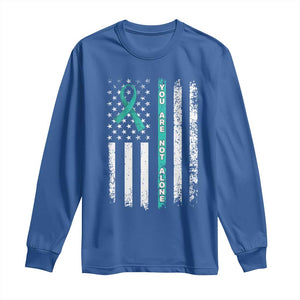 Sexual Assault Awareness Long Sleeve Shirt You Are Not Alone Ribbon Flag TS14 Royal Blue Print Your Wear