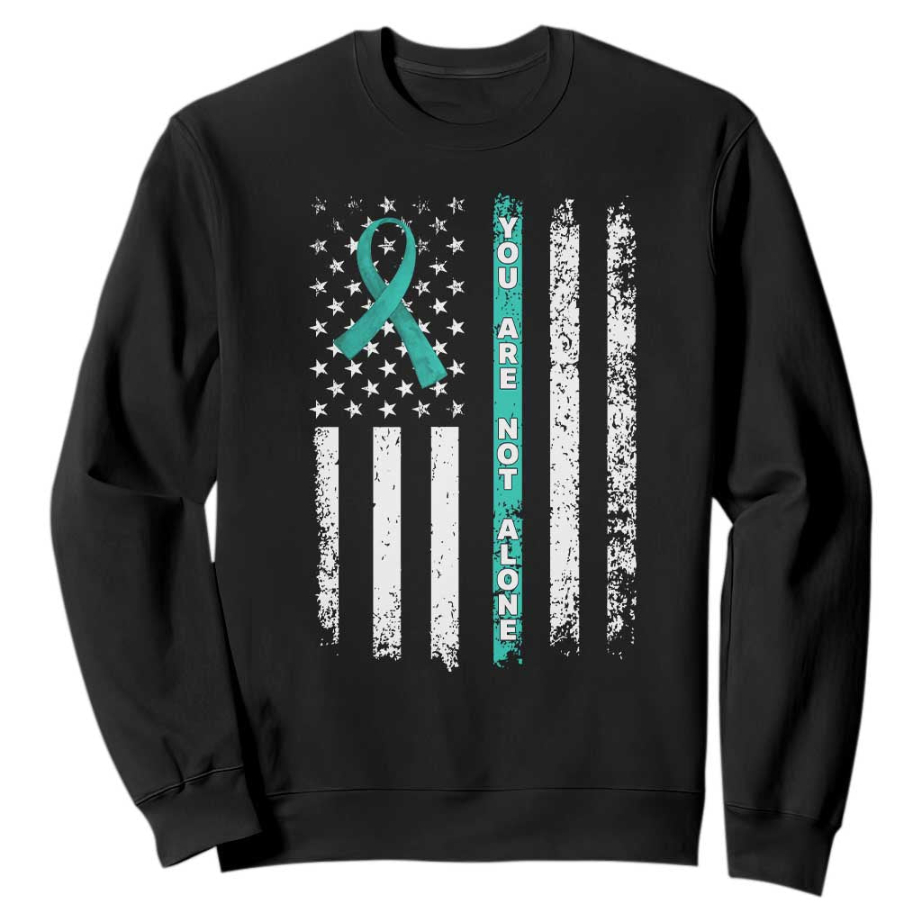 Sexual Assault Awareness Sweatshirt You Are Not Alone Ribbon Flag TS14 Black Print Your Wear