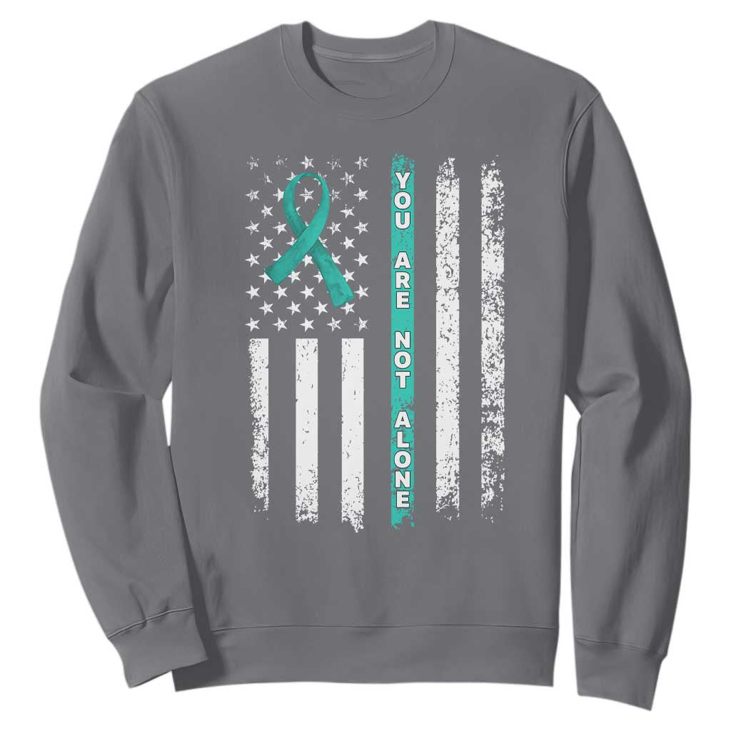 Sexual Assault Awareness Sweatshirt You Are Not Alone Ribbon Flag TS14 Charcoal Print Your Wear