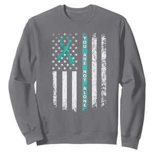 Sexual Assault Awareness Sweatshirt You Are Not Alone Ribbon Flag TS14 Charcoal Print Your Wear