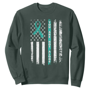 Sexual Assault Awareness Sweatshirt You Are Not Alone Ribbon Flag TS14 Dark Forest Green Print Your Wear
