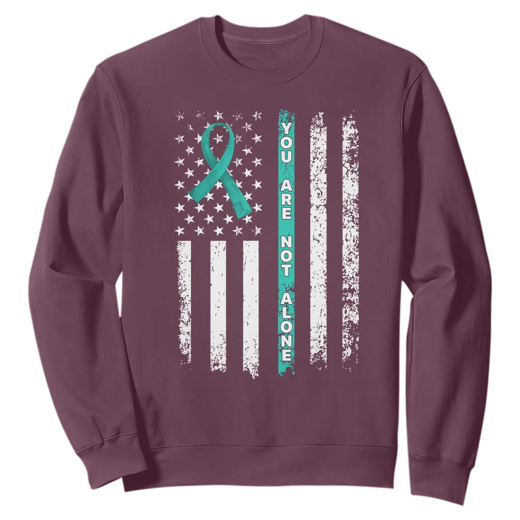 Sexual Assault Awareness Sweatshirt You Are Not Alone Ribbon Flag TS14 Maroon Print Your Wear