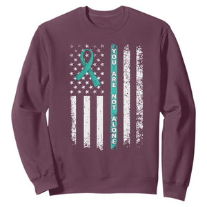 Sexual Assault Awareness Sweatshirt You Are Not Alone Ribbon Flag TS14 Maroon Print Your Wear