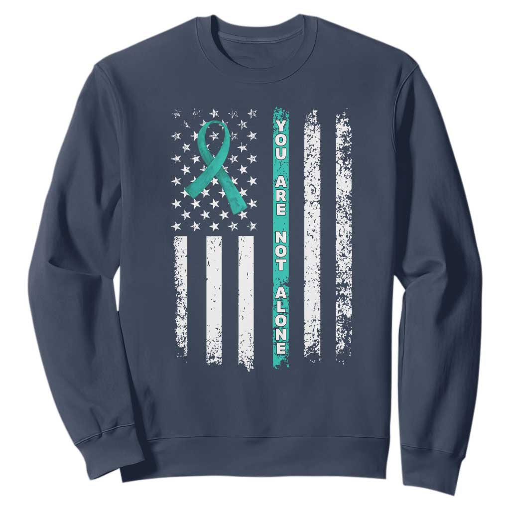 Sexual Assault Awareness Sweatshirt You Are Not Alone Ribbon Flag TS14 Navy Print Your Wear