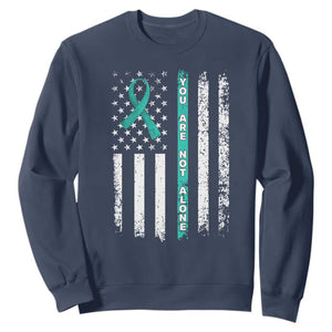 Sexual Assault Awareness Sweatshirt You Are Not Alone Ribbon Flag TS14 Navy Print Your Wear