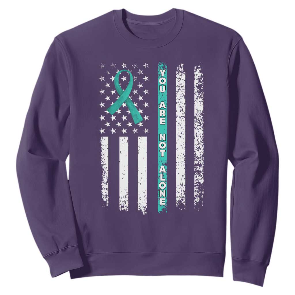 Sexual Assault Awareness Sweatshirt You Are Not Alone Ribbon Flag TS14 Purple Print Your Wear