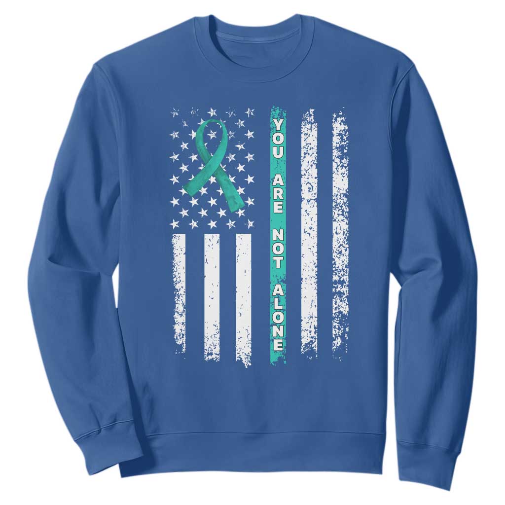 Sexual Assault Awareness Sweatshirt You Are Not Alone Ribbon Flag TS14 Royal Blue Print Your Wear