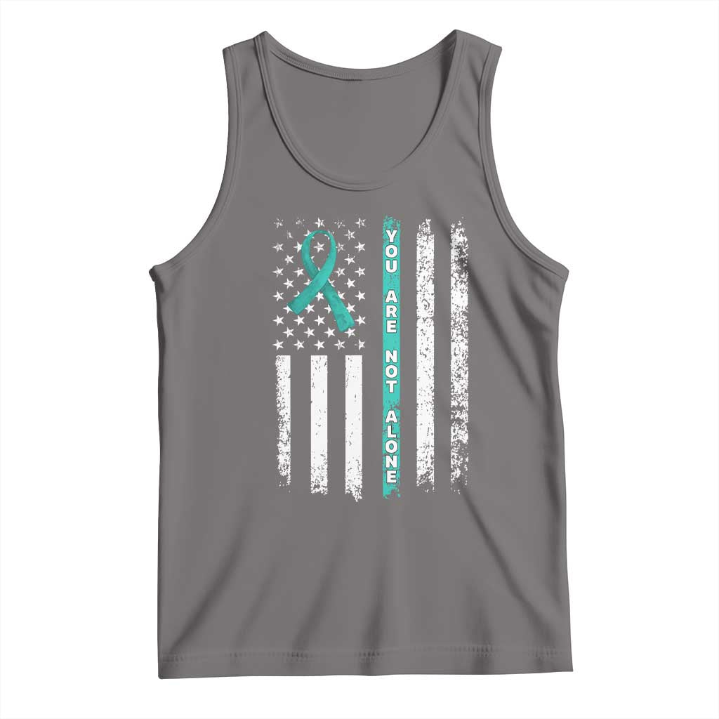 Sexual Assault Awareness Tank Top You Are Not Alone Ribbon Flag TS14 Deep Heather Print Your Wear
