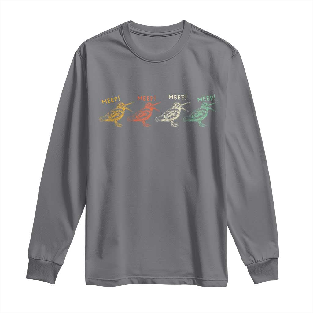 Meep Woodcock Long Sleeve Shirt Retro Timberdoodle Wildlife TS14 Charcoal Print Your Wear